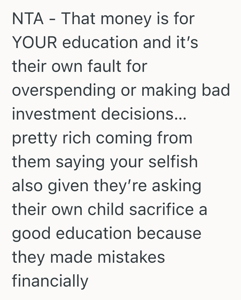Screenshot 2025 03 18 at 11.52.58 AM College Student Refused To Give Up Their Education Savings For Their Parents’ Mistakes, So Parents Accused Student Of Being Selfish And Ungrateful